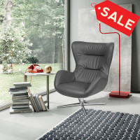 Flash Furniture ZB-WING-GY-LEA-GG Gray LeatherSoft Swivel Wing Chair